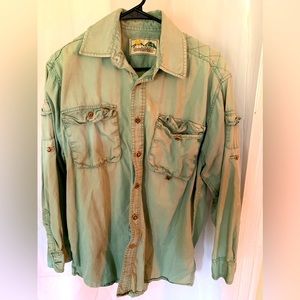 Allahash Mens Vintage Rustic Long Sleeve Pockets Relaxed Size Medium Shirt